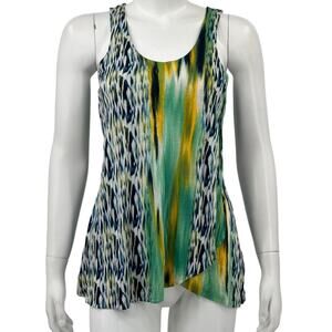 Deletta Anthropologie Top Womens XS‎ Green Blue Tank Sleeveless Abstract Artsy